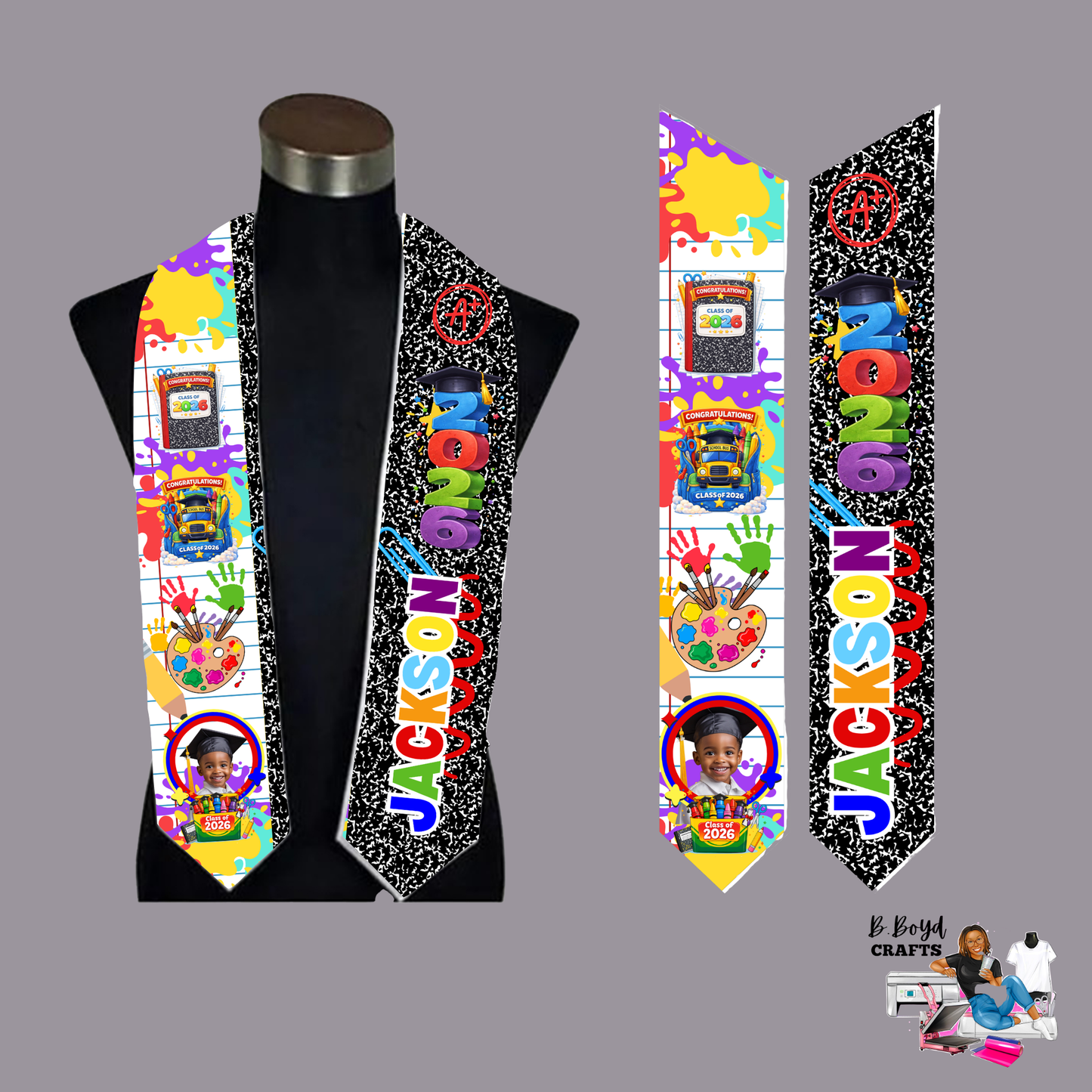 KinderGrad Bundle – Kindergarten Graduation Stole + 2 Keepsake Items
