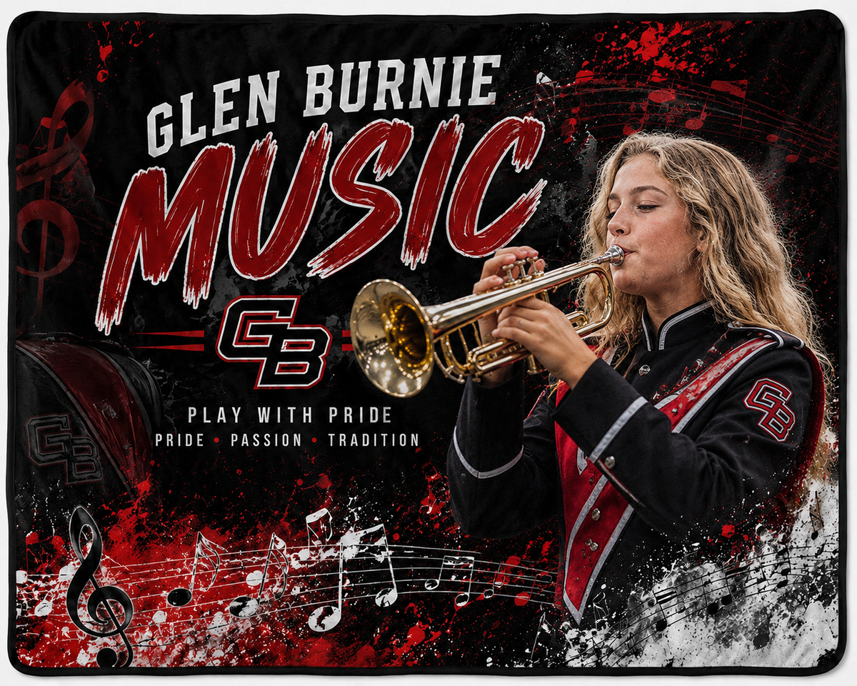 Personalized Glen Burnie Music Micro Fleece Blanket | Custom Photo Gift