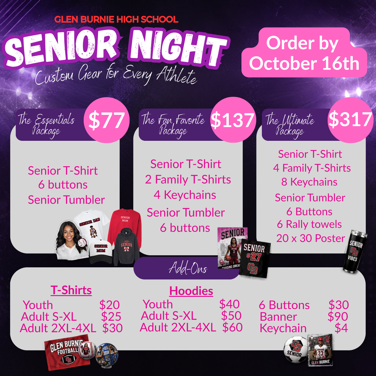 Senior Night Celebration Packages