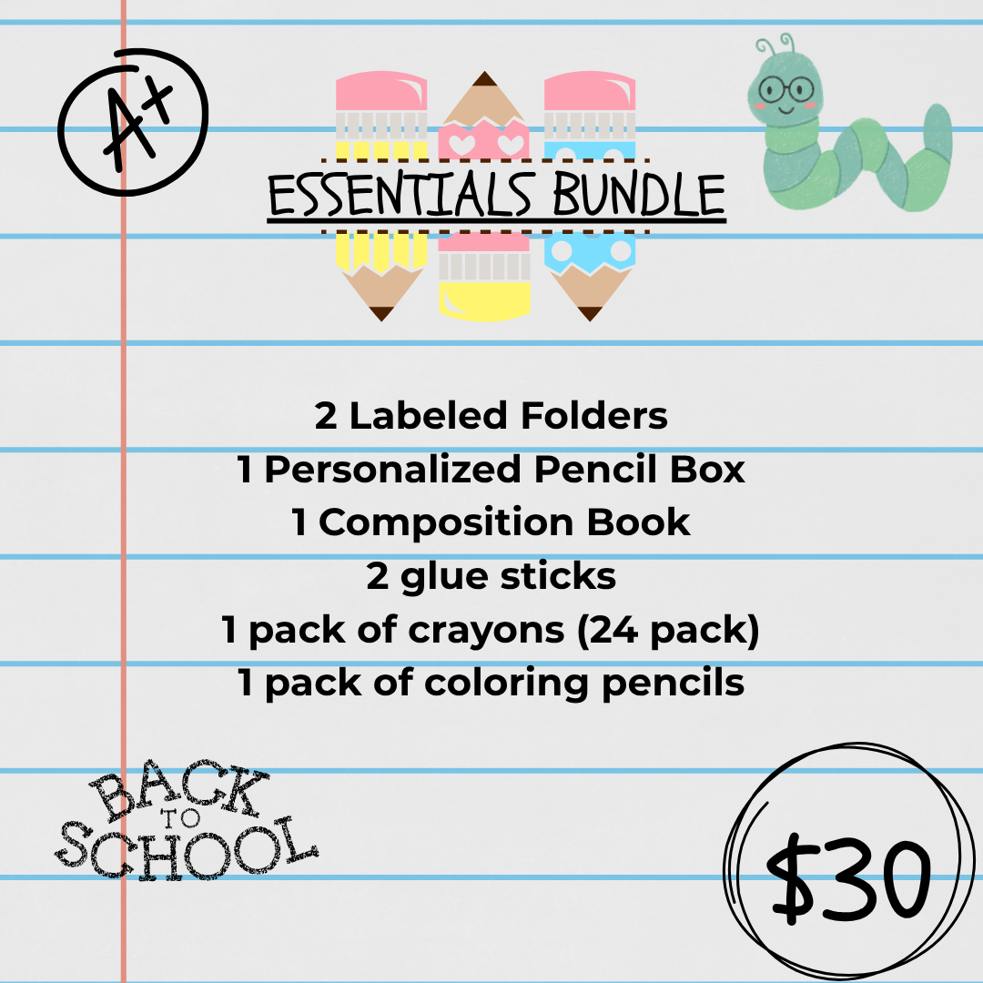Essentials Bundle | Custom School Supplies Bundles | Back To School | Personalized School Supplies