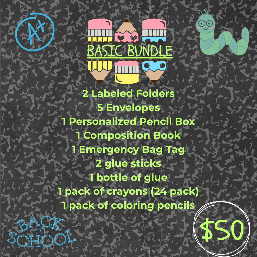Basic Bundle | Custom School Supplies Bundles | Back To School | Personalized School Supplies
