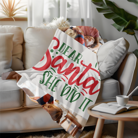 "Santa She Did It" Photo Blanket (60x80)