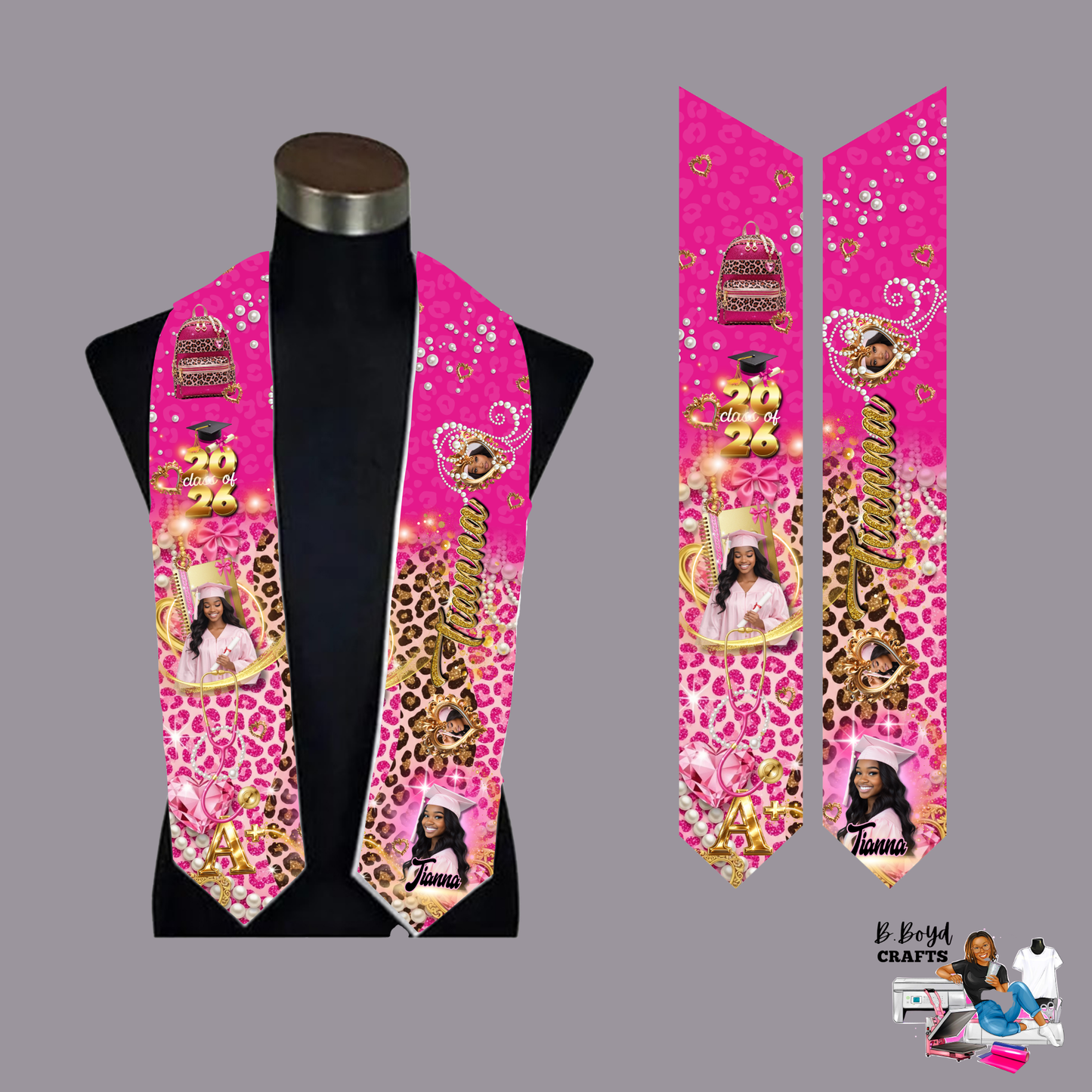 Custom Graduation Stole - Personalized Flat Design