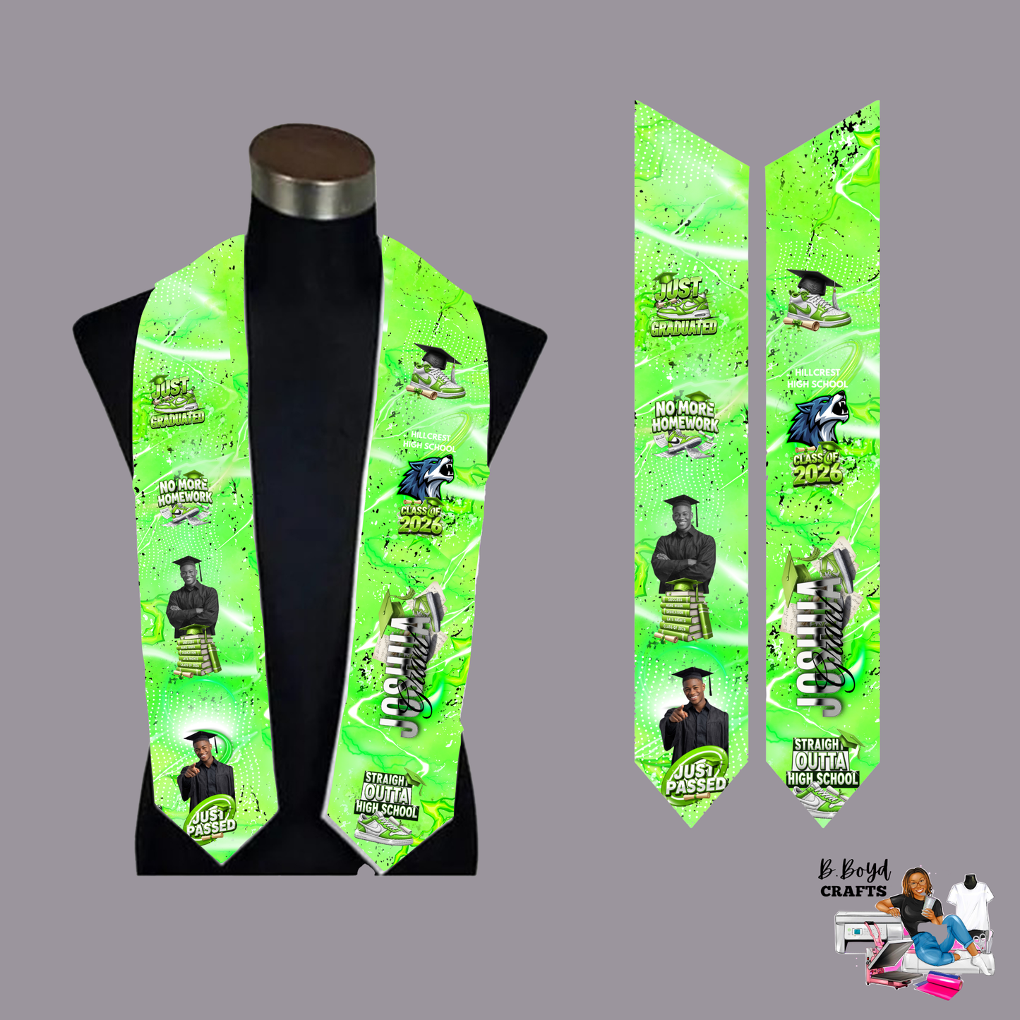 Custom Graduation Stole - Personalized Flat Design