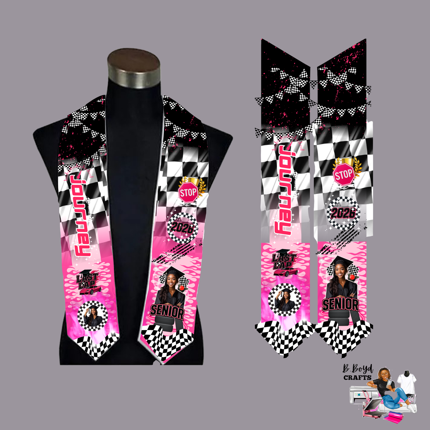 Custom Graduation Stole - Personalized Flat Design