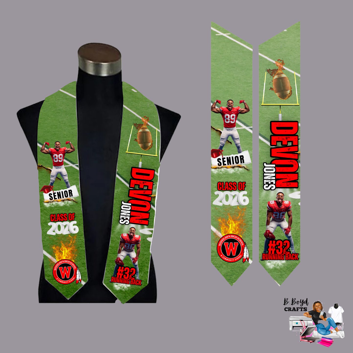 Custom Graduation Stole - Personalized Flat Design