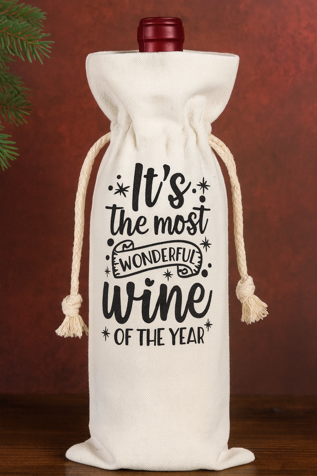 Holiday Canvas Wine Bag