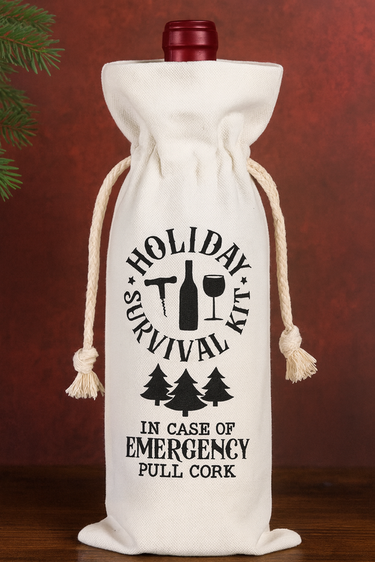 Holiday Canvas Wine Bag