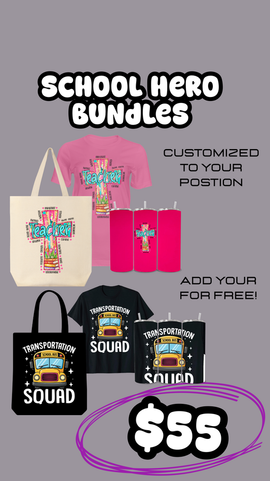 Teacher T-shirt Bundles | School Staff T-shirt Bundles | Tee, Tumbler, Tote Bundle