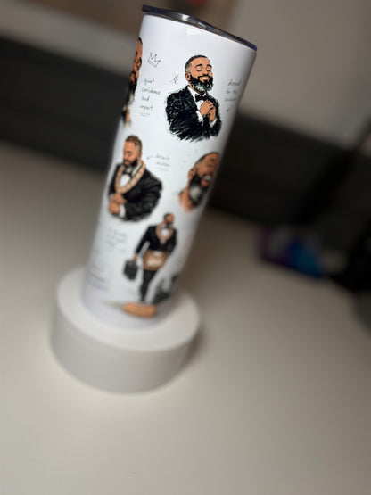 Custom Personality Sketch Tumbler | Personalized Character Portrait 20 oz Skinny Tumbler