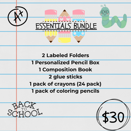Essentials Bundle | Custom School Supplies Bundles | Back To School | Personalized School Supplies
