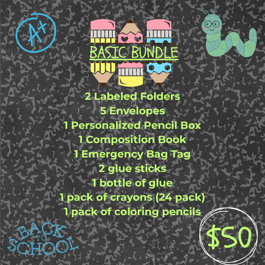 Basic Bundle | Custom School Supplies Bundles | Back To School | Personalized School Supplies
