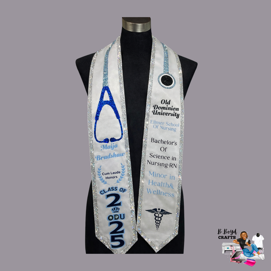 Custom Glitter Graduation Stole -  Bling and Sparkle Design
